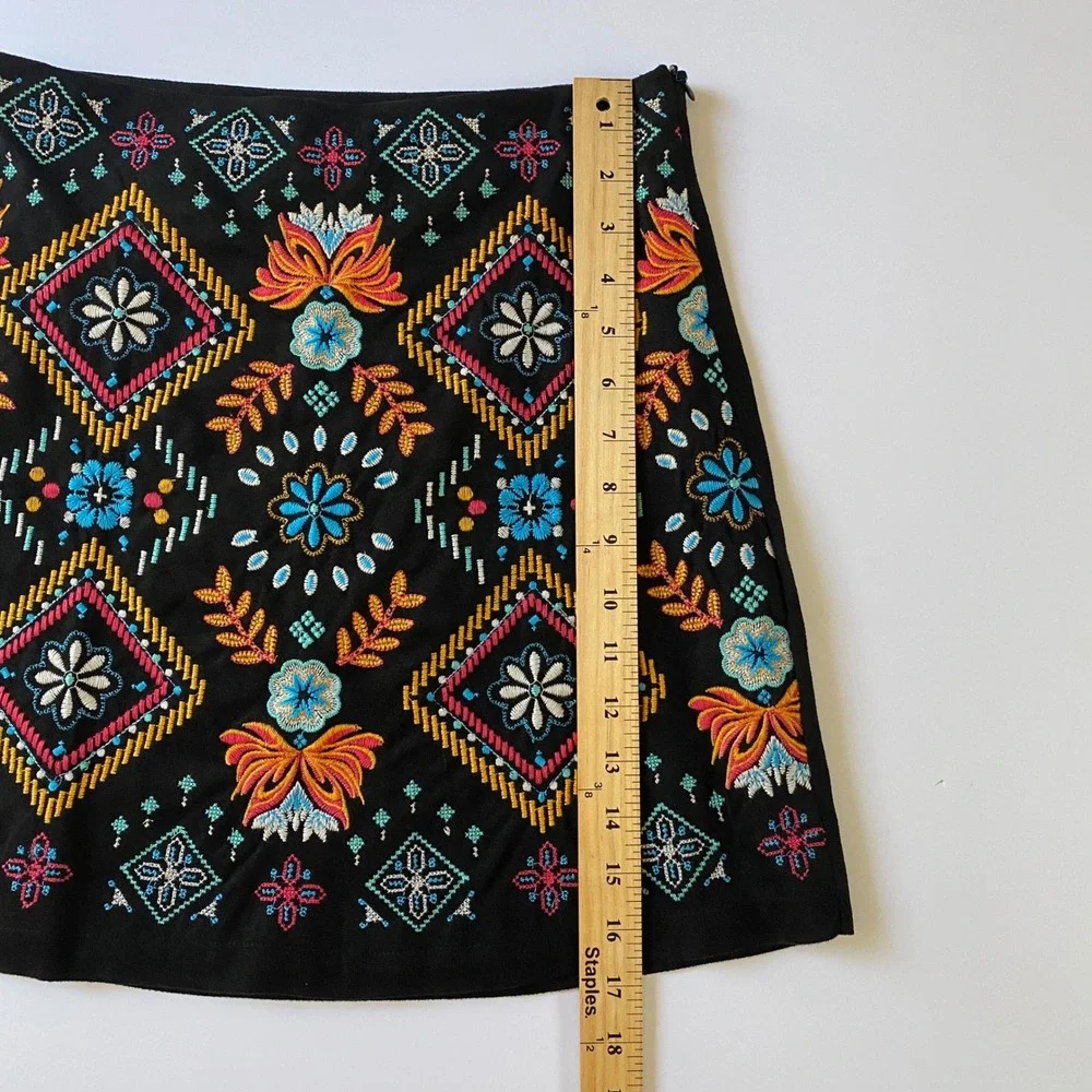 Savanna Jane Embroidered Skirt Floral Mini Patchwork  Bohemian Festival‎ Size S